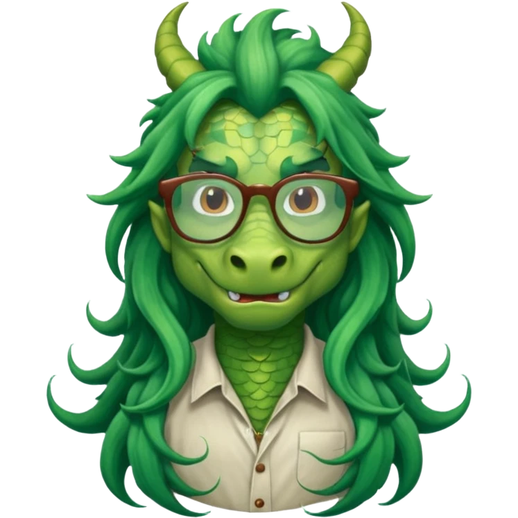 long hair dragon with shirt and glasses emoji