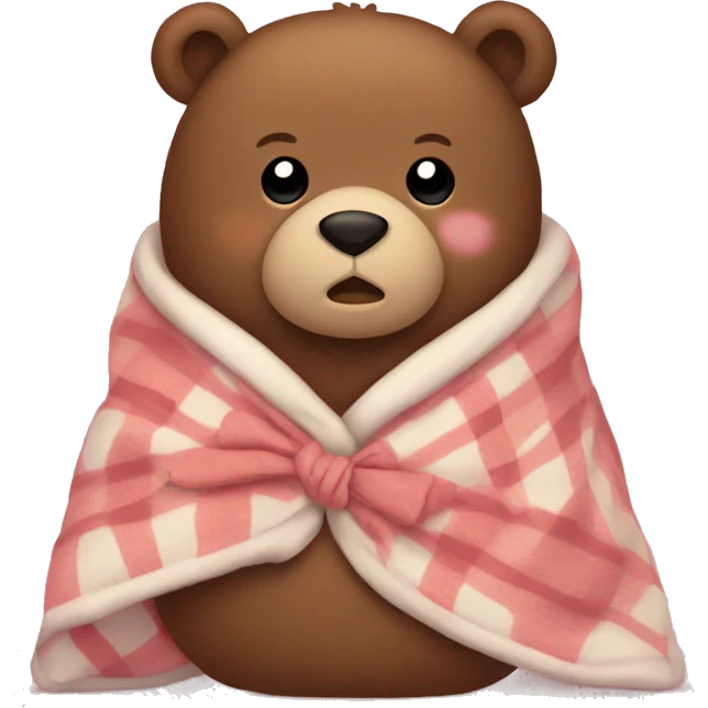 bear cozy in blanket with bow emoji