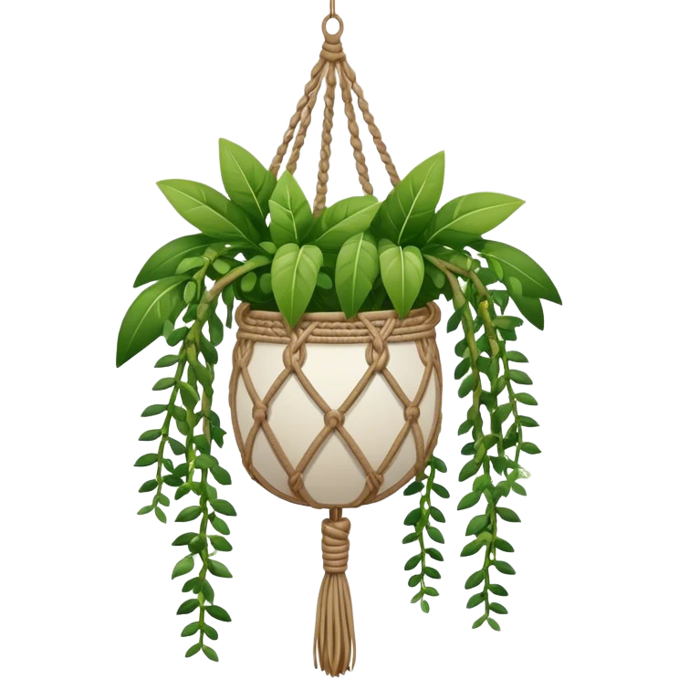 Hanging macrame small balls plant  emoji