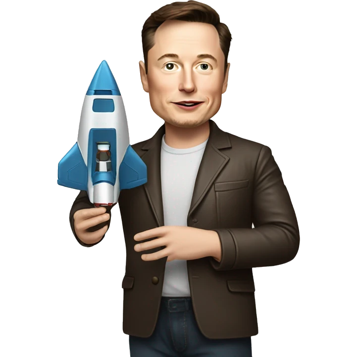 Elon musk holding a mini toy spaceship  emoji