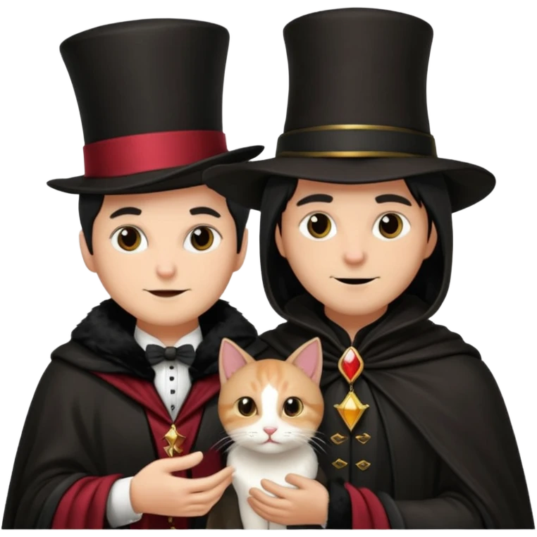 magician couple and their pet cat emoji