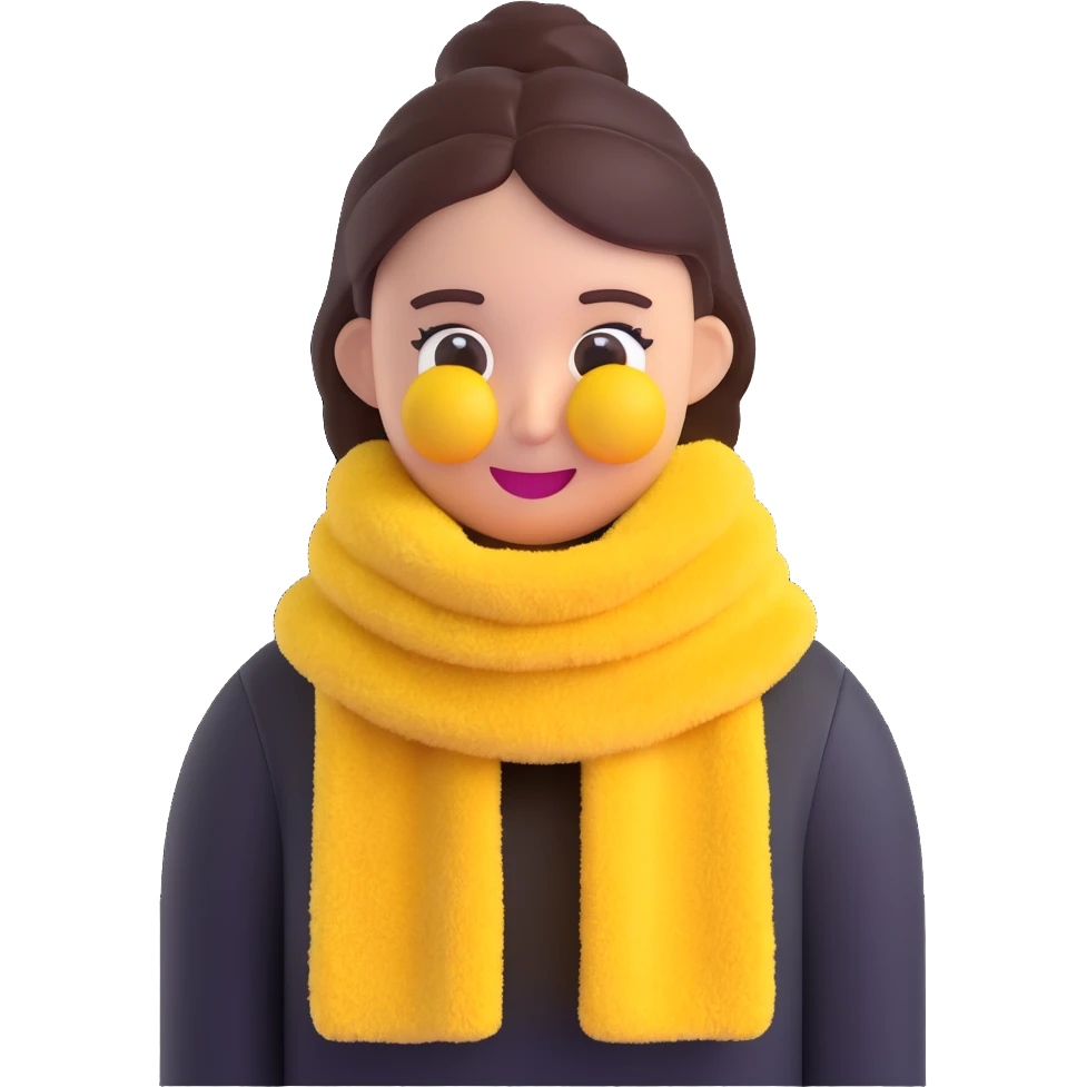 fuzzy scarf, soft and cozy, 3D emoji style emoji