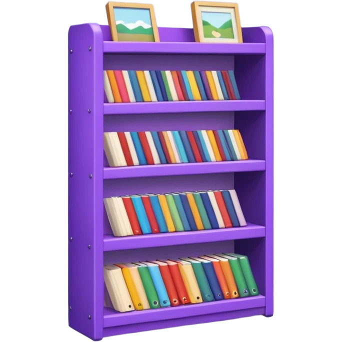 Japanese displayed on a purple storage shelf, arranged with horizontal variation and vertical consistency. emoji