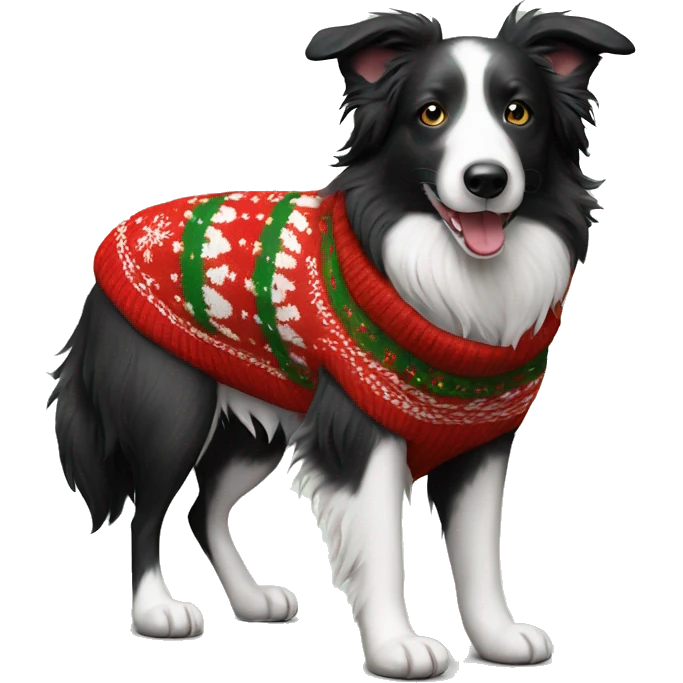 Realistic Border Collie wearing christmas Sweater  emoji