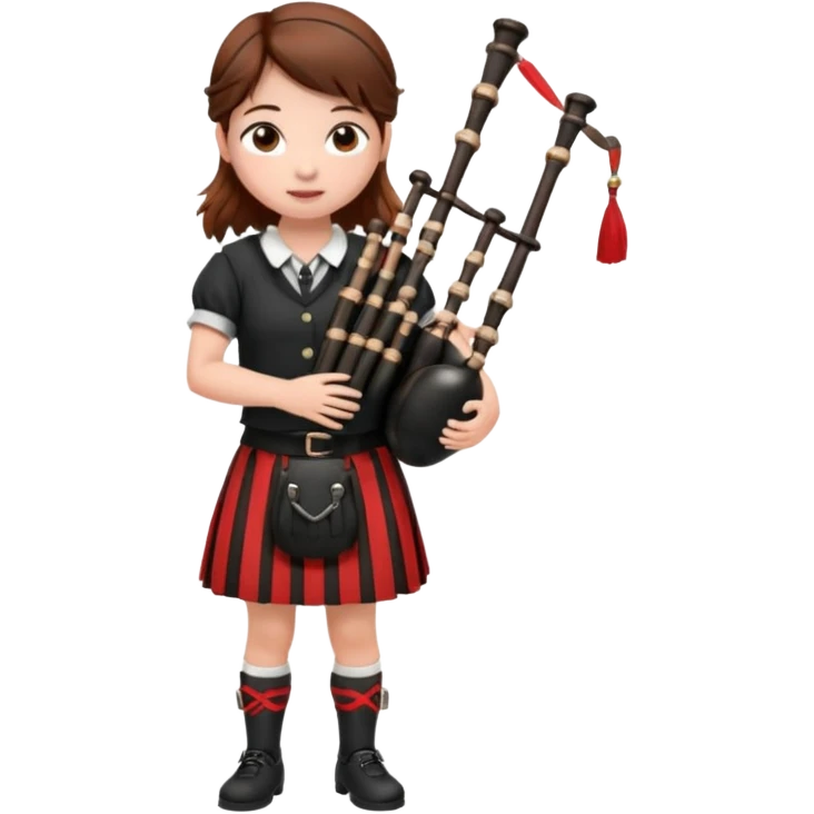 scotch girl playing bagpipe full body red black striped skirt emoji