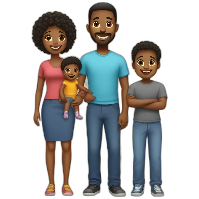a loving black family of 5 with 1 older daughter, 1 son, and 1 baby son emoji