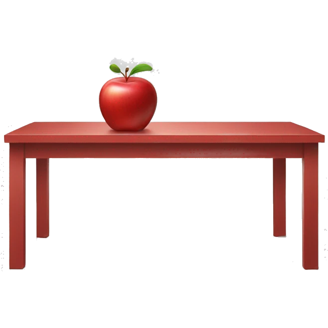 red apple on white table emoji