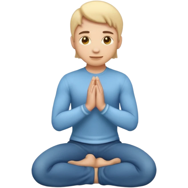 3D emoji style person kneeling, clear posture, centered, soft shadow, white background. emoji