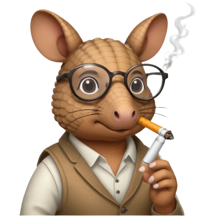 armadillo smoking cigarette whos always coding 24/7 emoji