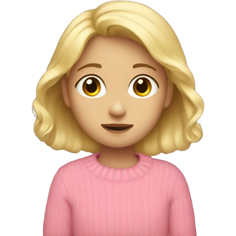 Shy girl with blond Hair and pink sweater emoji