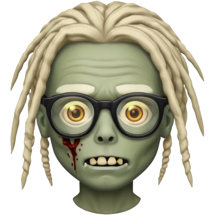 A zombie boy with dreads and glasses emoji
