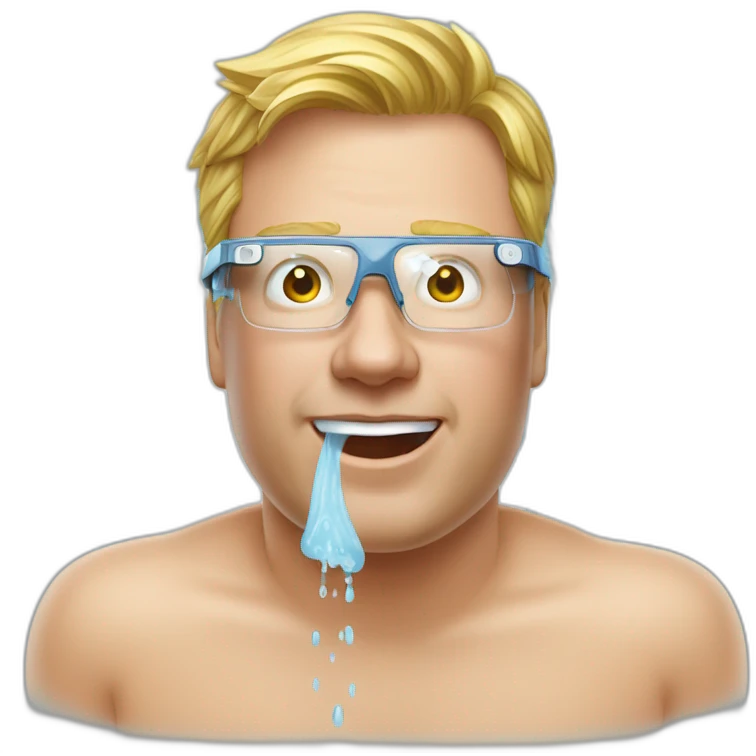 robert scoble taking a shower with google glass emoji