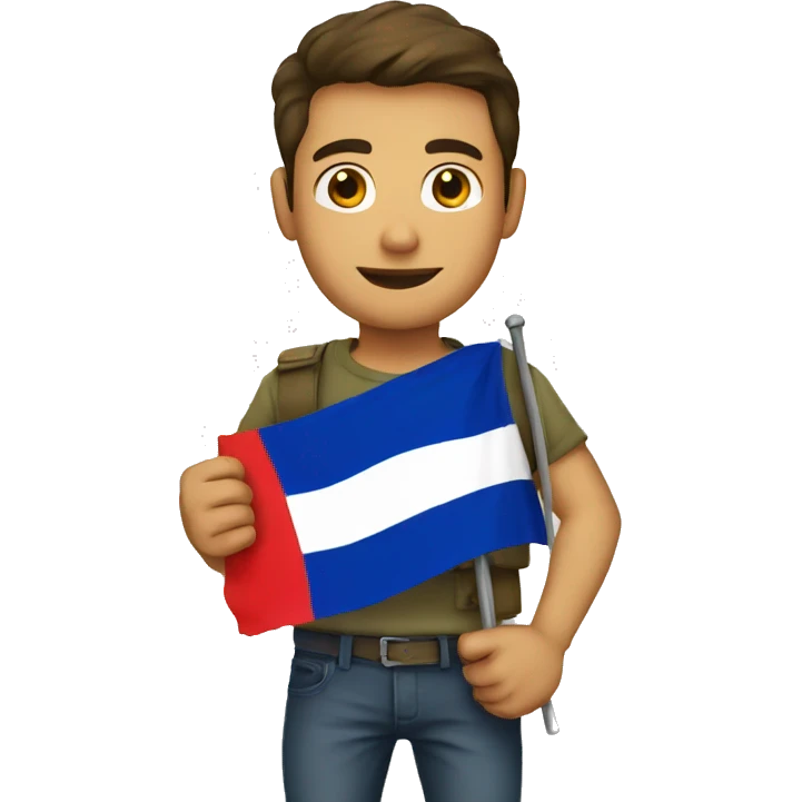 Cool guy holding french flag emoji