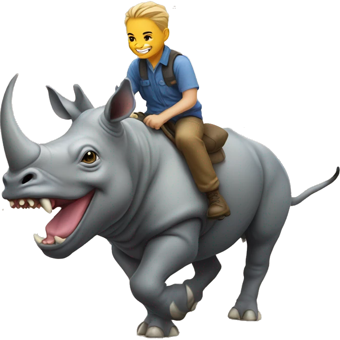 Cat riding a rhino emoji