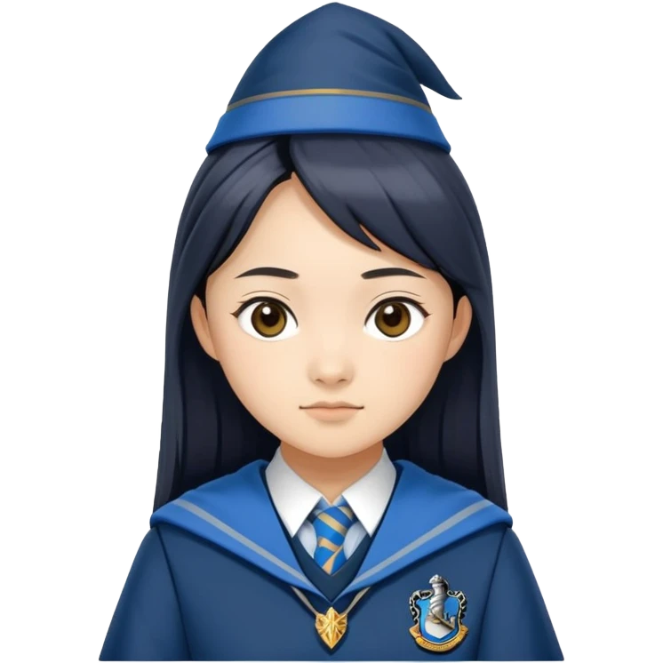 Cho Chang in harry potter, wear hogwarts Ravenclaw uniform emoji