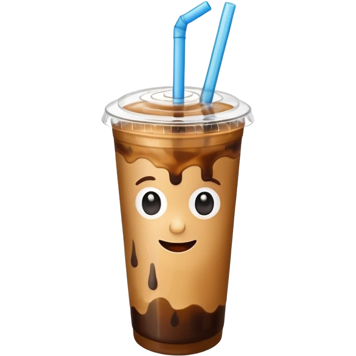  plastic cup of iced coffee with straw. emoji