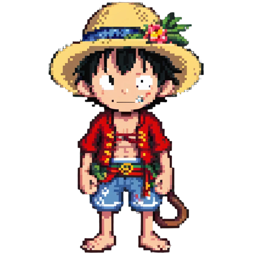 Monkey D. Luffy from One Piece with straw hat emoji
