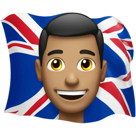 Uk flag with happy man emoji