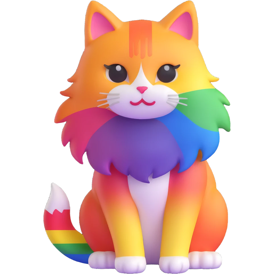 cat with pride flag colors emoji