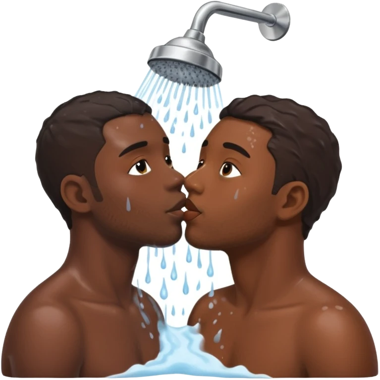 Man black and man kiss in shower emoji