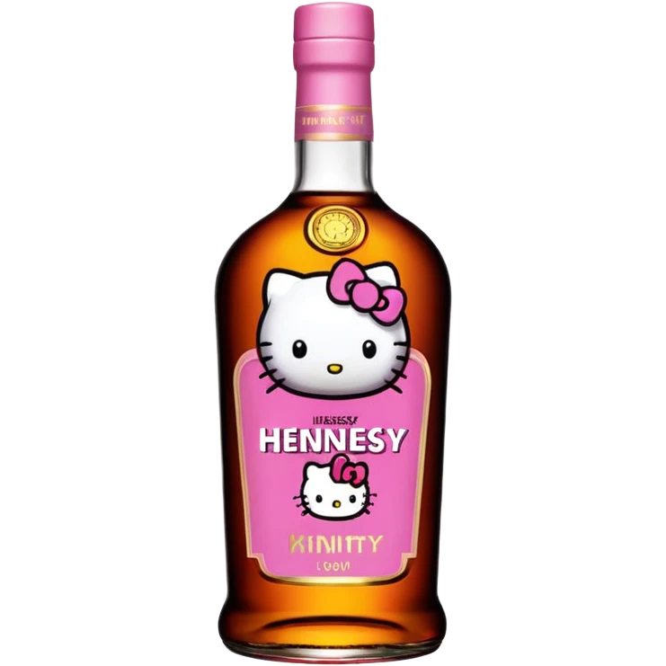 hennessy bottle label with hello kitty icon emoji