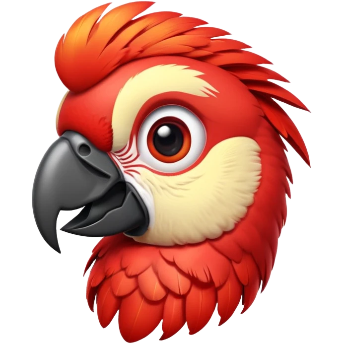 cinematic-cute-macaw-portrait-emoji,-head-tilted-playfully-and-inquisitively,-with-a-dazzling-red-plumage-and-round,-sparkling-eyes-filled-with-charm,-simplified-yet-irresistibly-adorable-features,-highly-detailed emoji