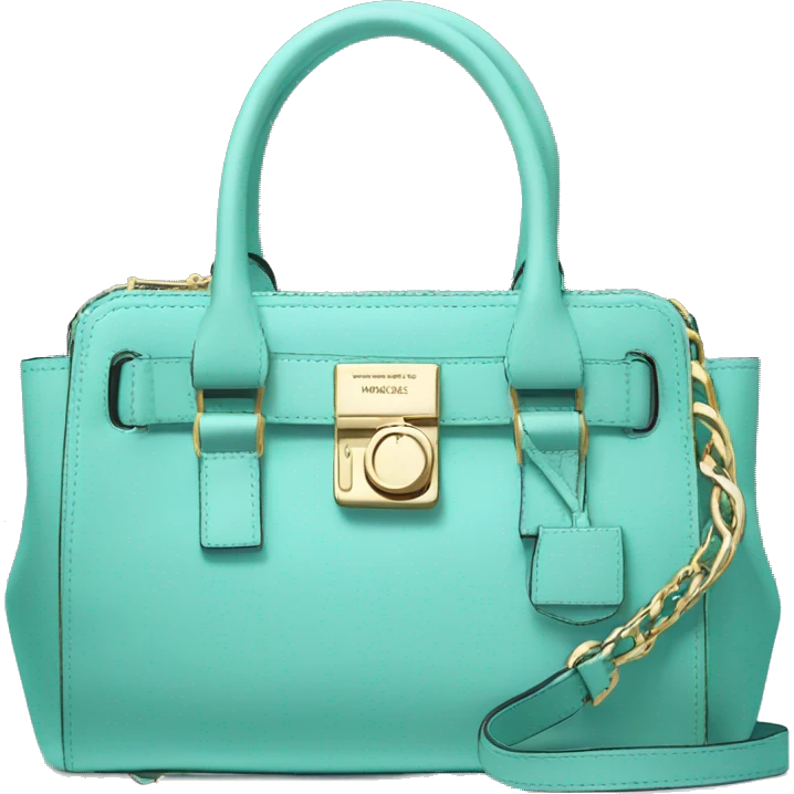 Realistic tiffany blue designer Michael kors satchel purse. emoji