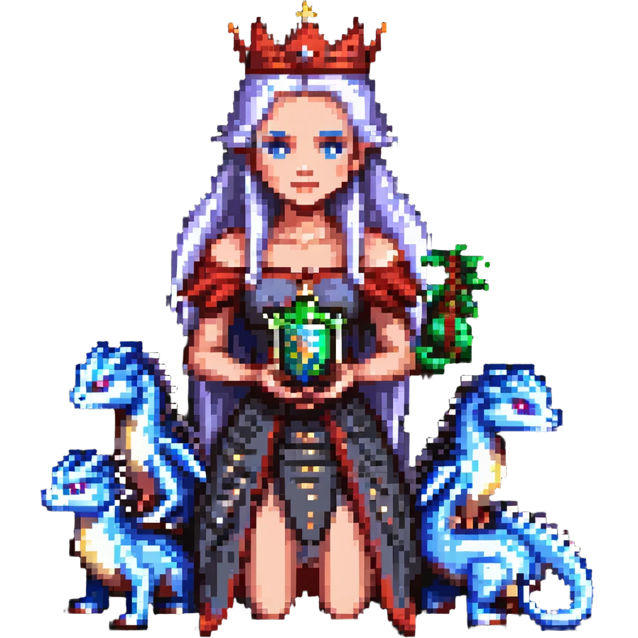 mother of dragons, fantasy queen with small dragons emoji