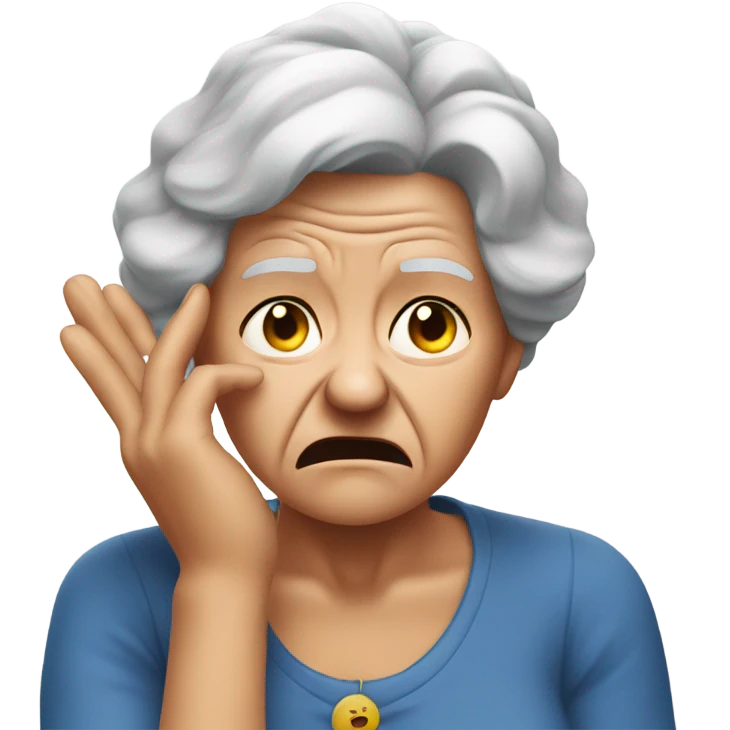 angry grandma cover her ear with her hand emoji