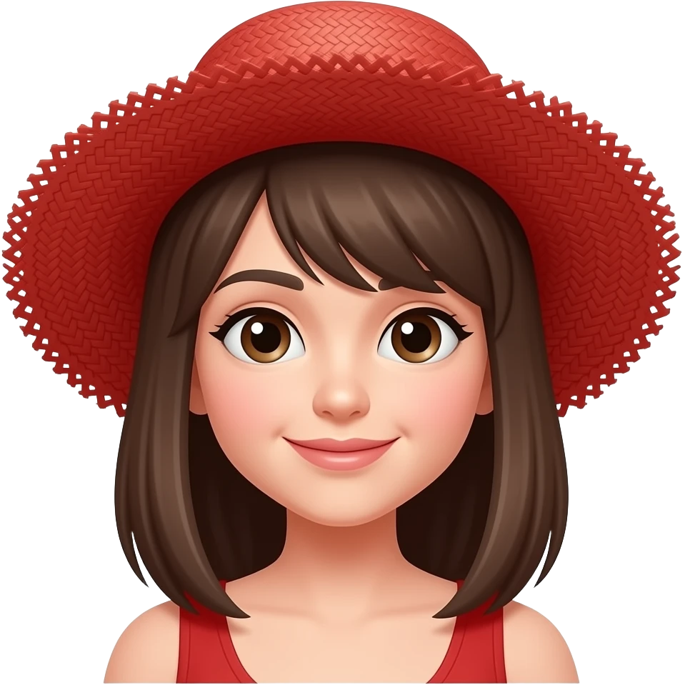 Chapeau de paille fille rouge emoji