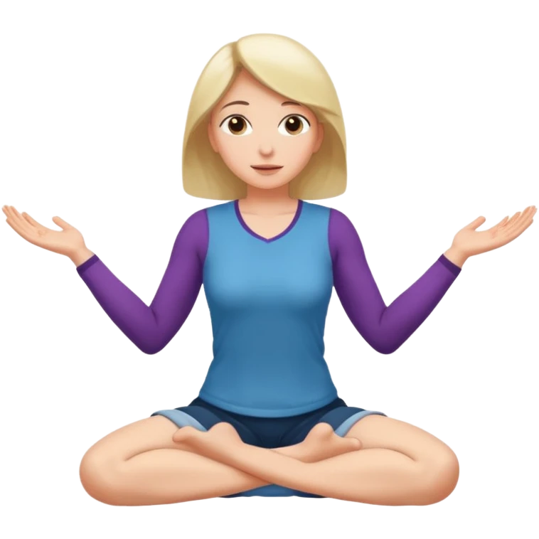 Woman on knees, forward facing, head looking up, arms outstretched either side of her emoji