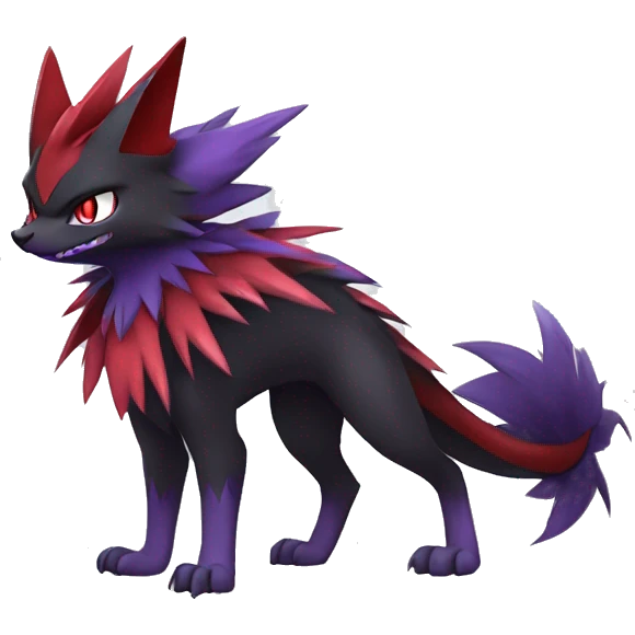  Black Red Purple Kawaii Cool Anime Nargacuga-Noivern-Noibat-Litten-Zorua-Zoroark-Fakemon-fusion full body emoji