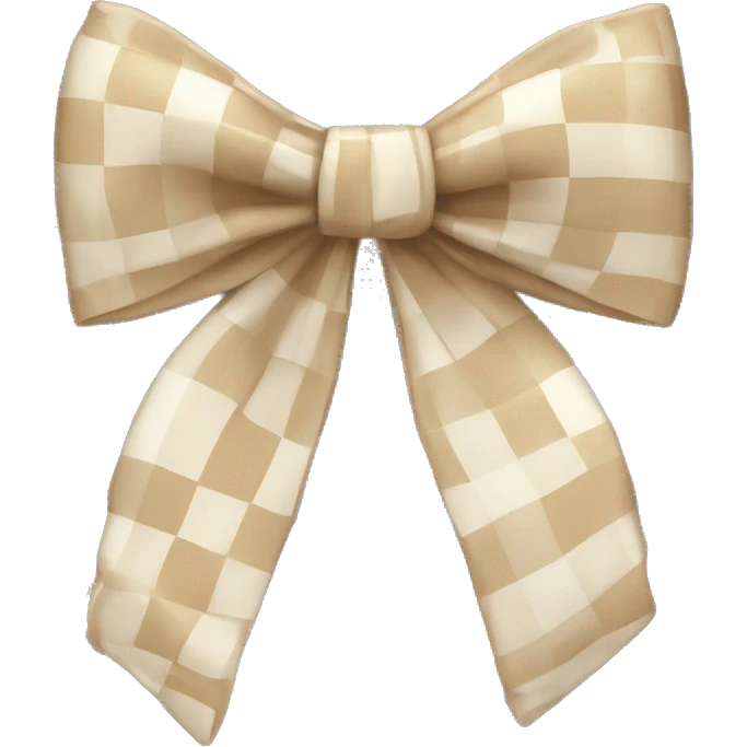 Beige and white checkered bow emoji