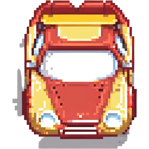Lightning McQueen, pixel art style, simplified details, red and yellow accents emoji
