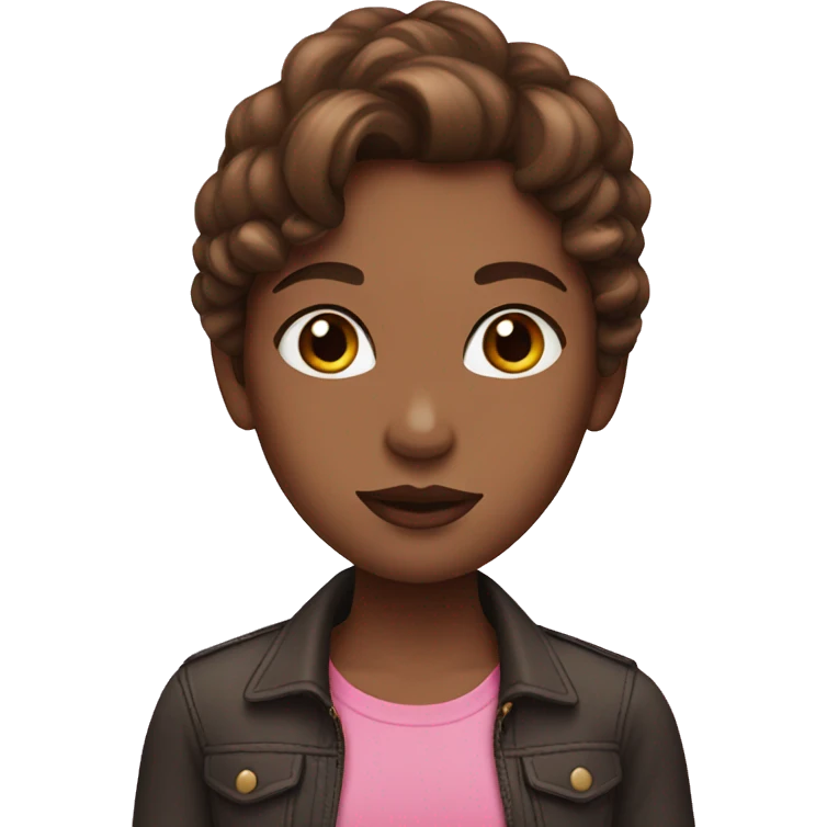 Girl with brown hair and pink lips emoji