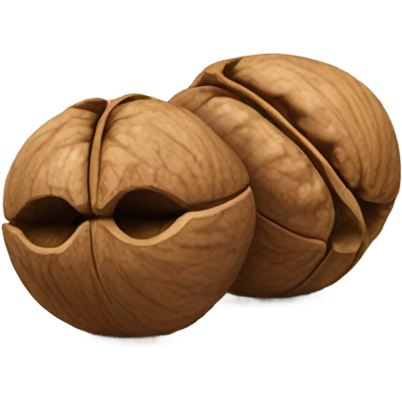 A pair of walnuts resting on a kitchen table emoji