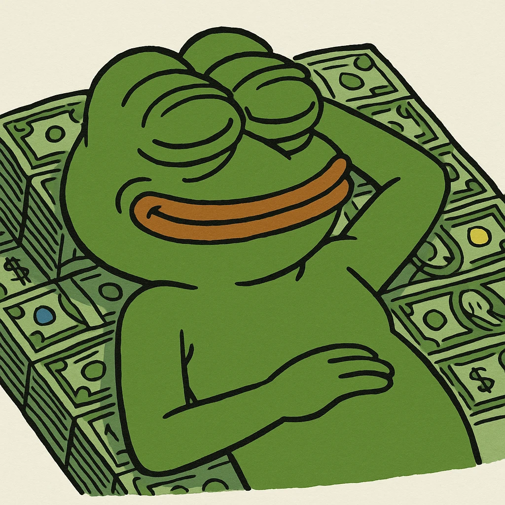 happy person napping on mattress of money emoji