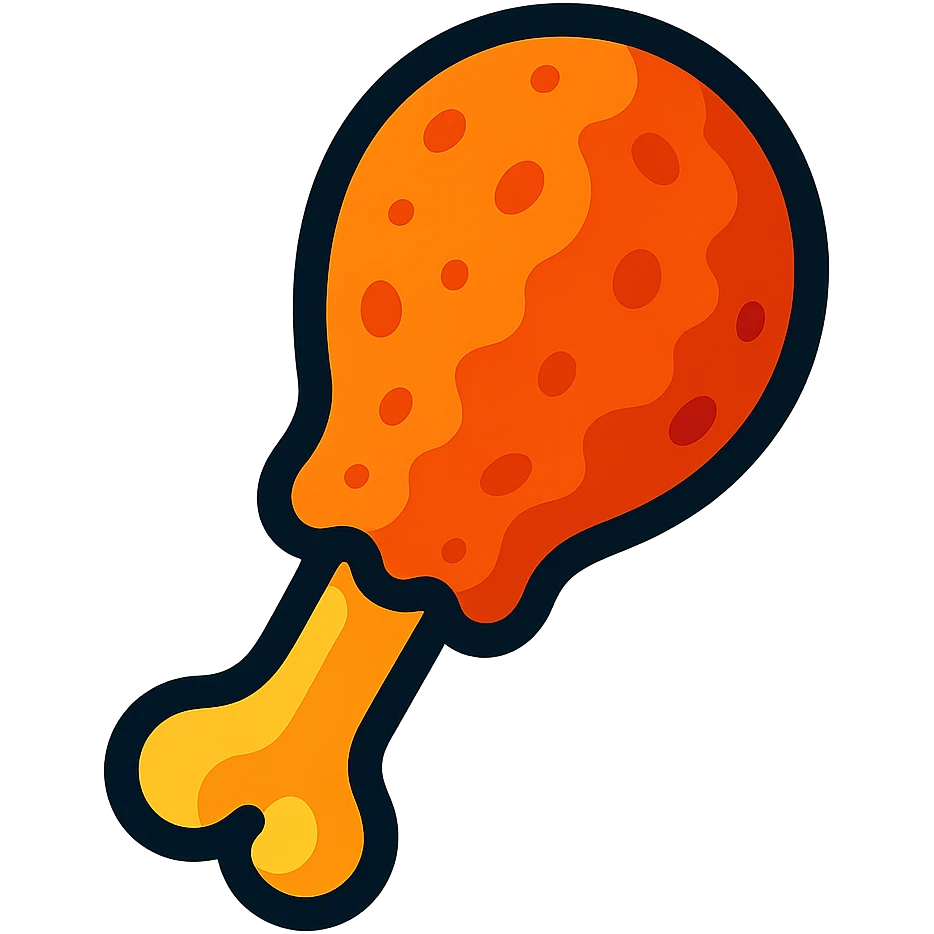 vibrant toon style fried chicken drumstick emoji