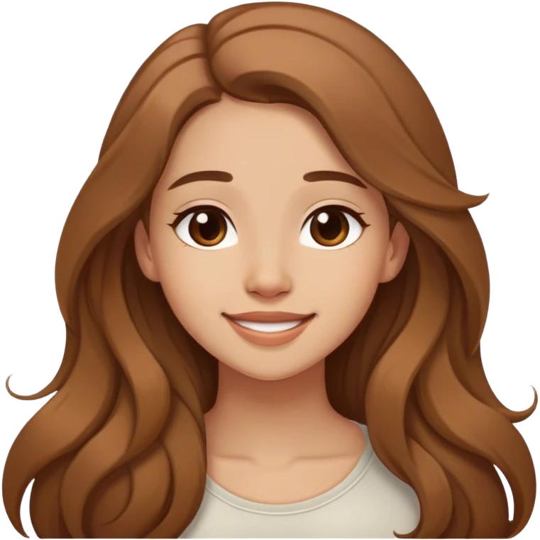 me female 26 brown long hair light skin, happy and at ease and dreamy emoji
