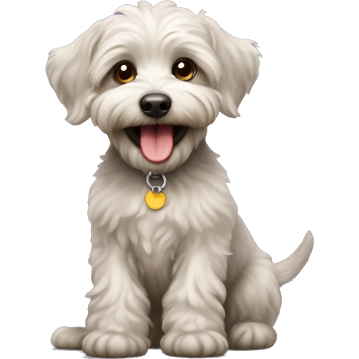 Schnoodle smiling/panting sitting  emoji