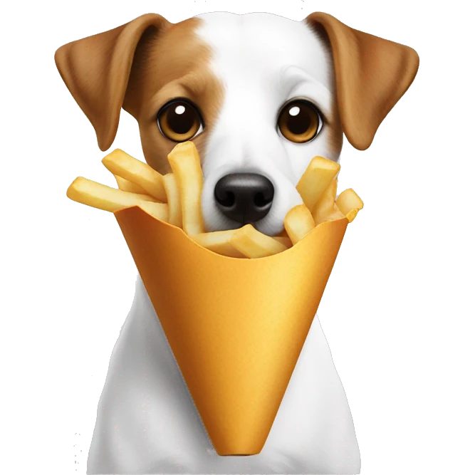 All White Jack Russell Terrier eating fries emoji
