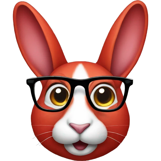 red rabbit wearing glasses emoji