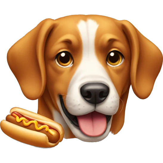 Dog eating hot-dog emoji