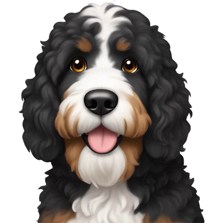 Bernedoodle with black face and white beard emoji