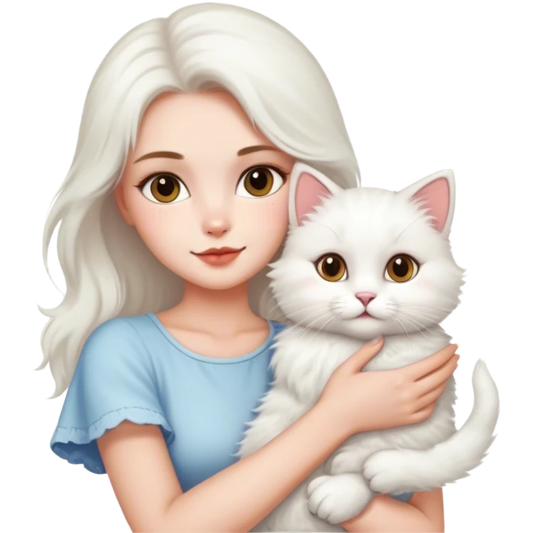 pretty woman holding a cat emoji