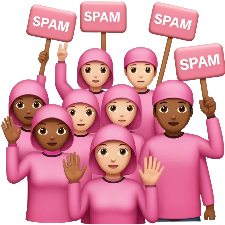 artists in pink protesting for spam meat emoji