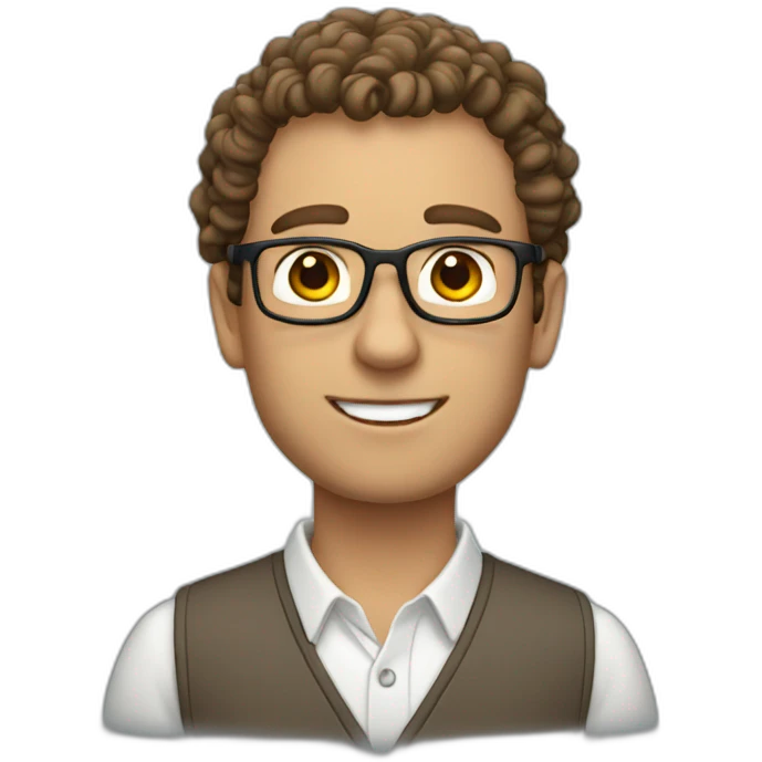 White Male Teacher with curly brown hair emoji