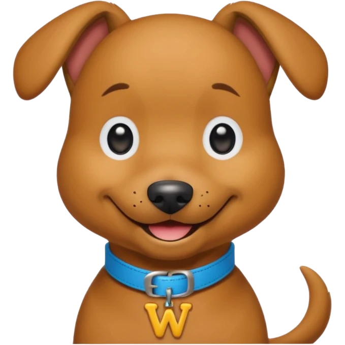Wags the Dog from The Wiggles with light brown skin, collar with letter w emoji