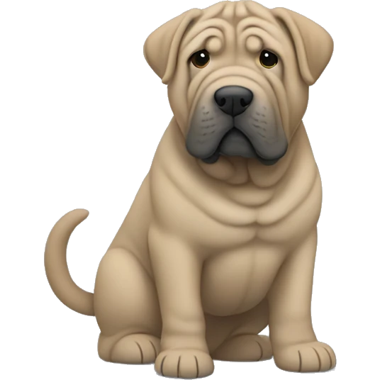 Grey Shar Pei crossing over a rainbow bridge emoji