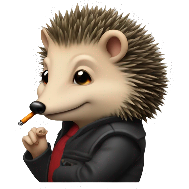 Red gothic female hedgehog smoking a cigarette emoji
